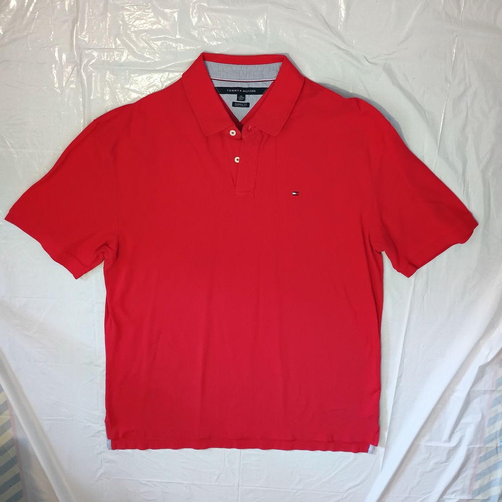 Men's XXL Tommy Hilfiger classic fit short sleeve red polo shirt